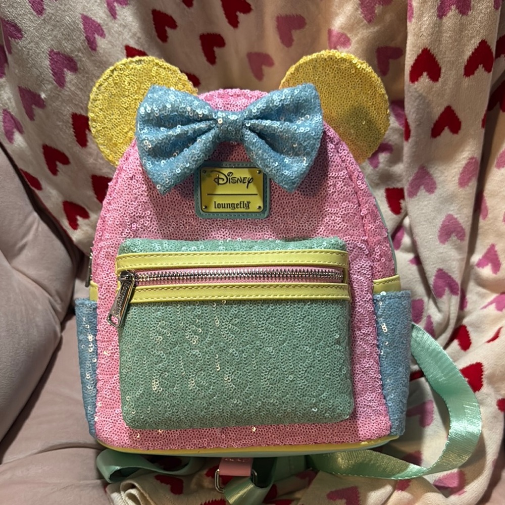 Loungefly Pastel Sequin Backpack - Pink, Blue, Yellow